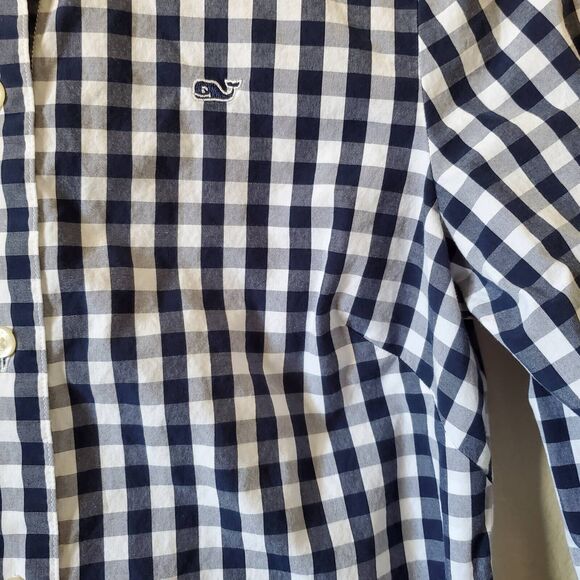 Vineyard Vines Button Front Shirt Womens size 0 Blue Gingham Long Sleeve Tapered - Picture 4 of 12